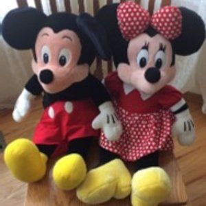 Vintage Mickey & Minnie Mouse Plush 18" Exclusive Authentic Original Disney set